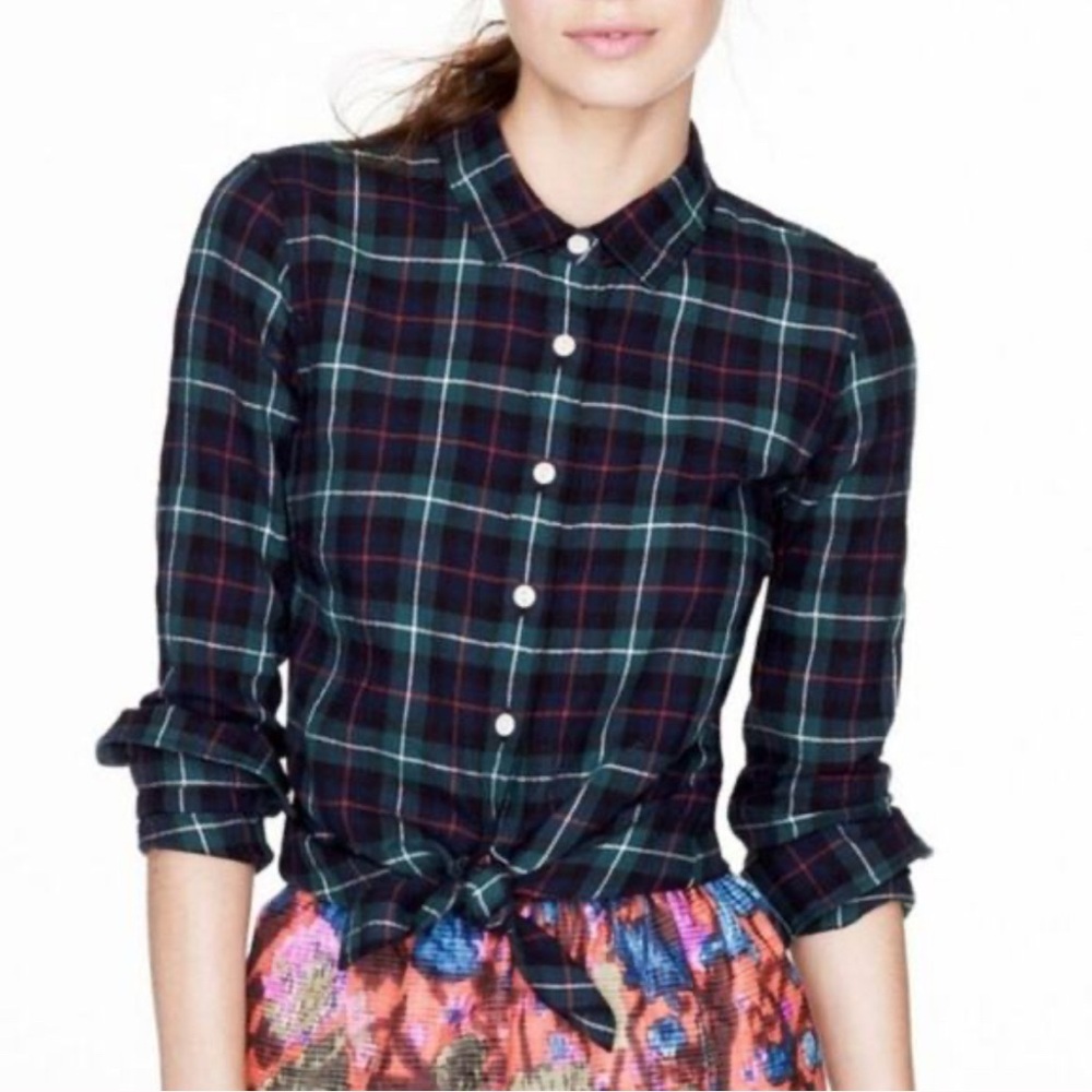 J. Crew “Perfect” Plaid Flannel Button Down - Women’s Size 2